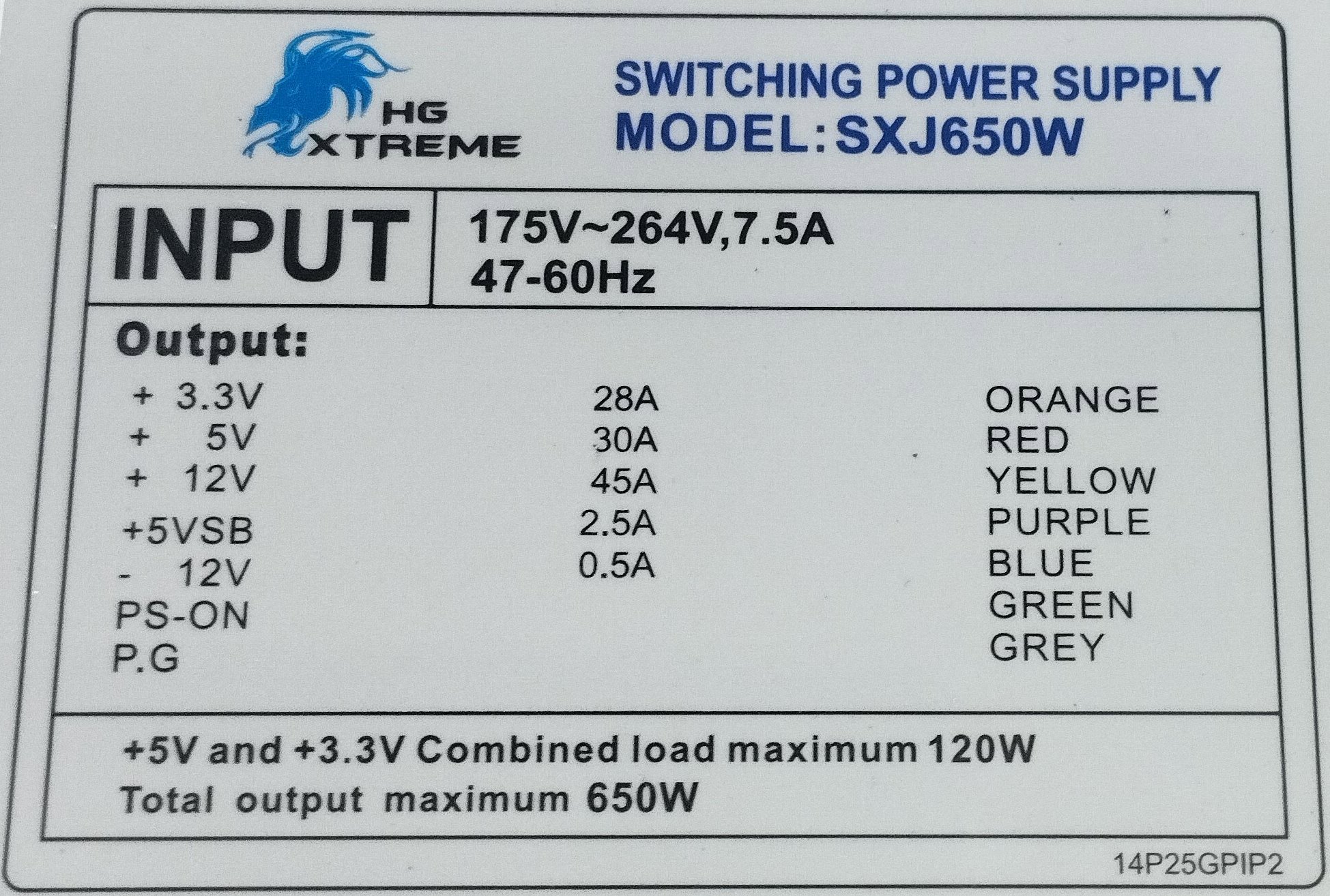 PSU HG XTREME SXJ650W 650W